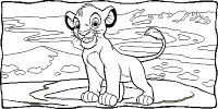 A coloring page of the lion king